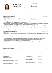 Lebenslauf-Muster für Lebensmittelwissenschaftler*in