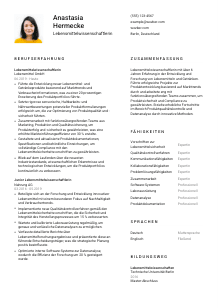 Lebenslauf-Vorlage für Lebensmittelwissenschaftler*in #1
