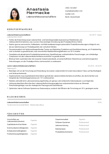 Lebenslauf-Vorlage für Lebensmittelwissenschaftler*in #2