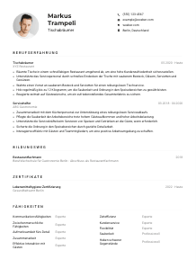 Lebenslauf-Muster für Tischabräumer*in