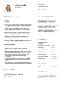 Lebenslauf-Vorlage für Concierge #1