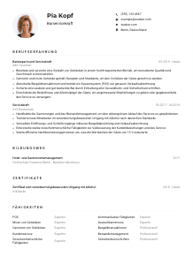 Lebenslauf-Muster für Barservicekraft*