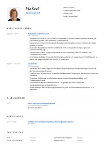 Lebenslauf-Vorlage für Barservicekraft* #1
