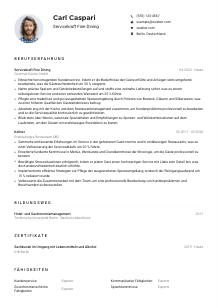 Lebenslauf-Muster für Servicekraft Fine Dining