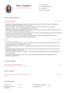 Lebenslauf-Vorlage für Servicekraft Fine Dining #1