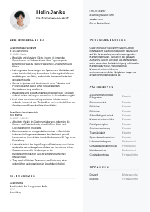 Lebenslauf-Vorlage für Gastronomieservicekraft #2