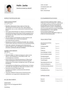 Lebenslauf-Vorlage für Gastronomieservicekraft #1