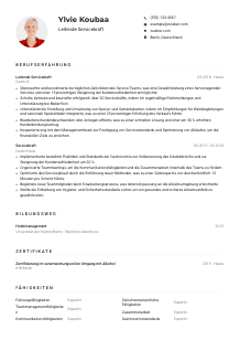Lebenslauf-Muster für Leitende*r Servicekraft