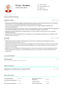 Lebenslauf-Vorlage für Leitende*r Servicekraft #3