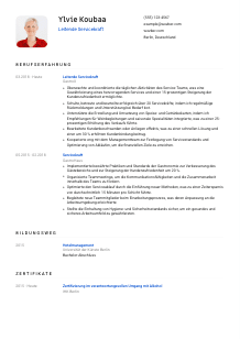 Lebenslauf-Vorlage für Leitende*r Servicekraft #1