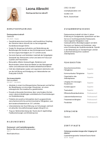 Lebenslauf-Vorlage für Restaurantservicekraft #1