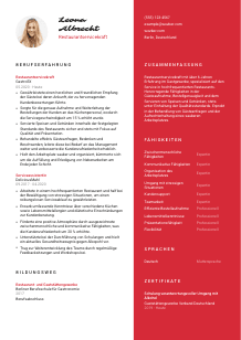 Lebenslauf-Vorlage für Restaurantservicekraft #3