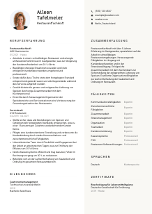 Lebenslauf-Vorlage für Restaurantfachkraft #2