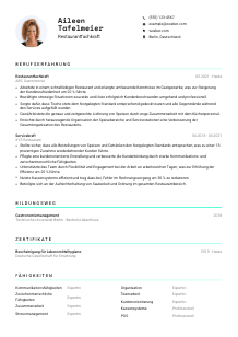 Lebenslauf-Vorlage für Restaurantfachkraft #3