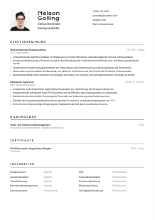 Lebenslauf-Vorlage für Stellvertretende*r Restaurantleiter*in #2