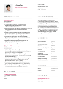 Lebenslauf-Vorlage für Speisesaalmanager*in #2