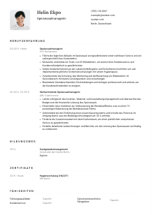 Lebenslauf-Vorlage für Speisesaalmanager*in #1