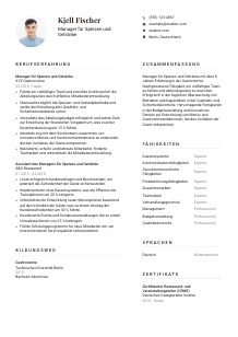 Lebenslauf-Vorlage für Manager*in für Speisen und Getränke #1