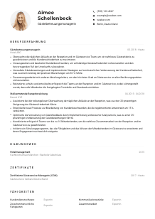Lebenslauf-Muster für Gästebetreuungsmanager*in