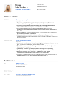 Lebenslauf-Vorlage für Gästebetreuungsmanager*in #1