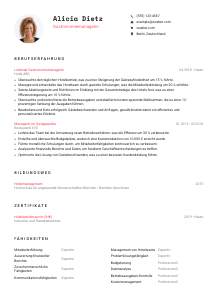 Lebenslauf-Vorlage für Gastronomiemanager*in #1
