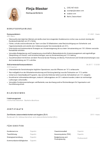 Lebenslauf-Muster für Restaurantleiter*in