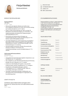 Lebenslauf-Vorlage für Restaurantleiter*in #2