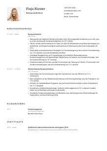 Lebenslauf-Vorlage für Restaurantleiter*in #1