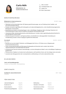 Lebenslauf-Muster für Mitarbeiter*in im Gastronomieservice