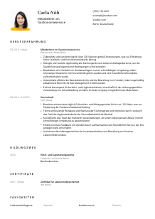 Lebenslauf-Vorlage für Mitarbeiter*in im Gastronomieservice #1