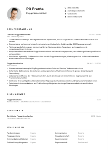 Lebenslauf-Muster für Fluggerätmechaniker*in