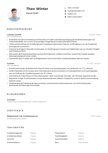 Lebenslauf-Muster für Bauarchitekt*in