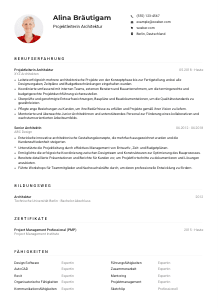 Lebenslauf-Muster für Projektleiter*in Architektur