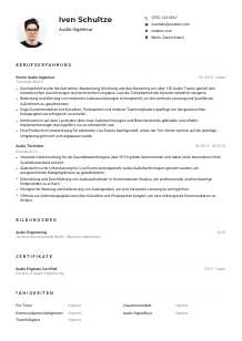 Lebenslauf-Muster für Audio-Ingenieur*in