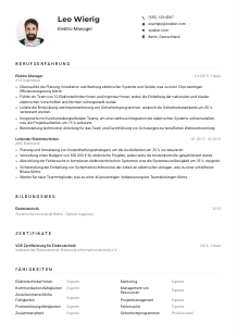 Lebenslauf-Muster für Elektro-Manager*in