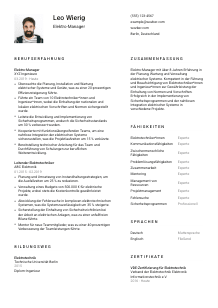 Lebenslauf-Vorlage für Elektro-Manager*in #1
