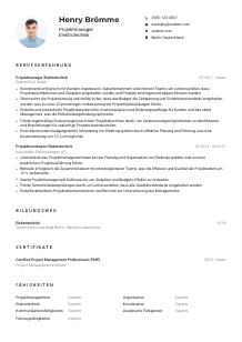 Lebenslauf-Muster für Projektmanager*in Elektrotechnik