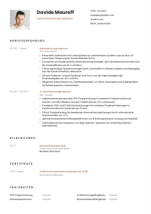 Lebenslauf-Vorlage für Automatisierungsingenieur*in #1