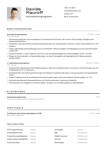 Lebenslauf-Vorlage für Automatisierungsingenieur*in #2