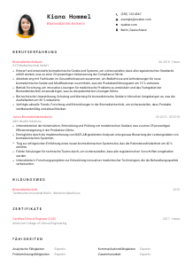 Lebenslauf-Vorlage für Biomedizintechniker*in #1