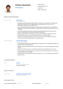 Lebenslauf-Vorlage für HSE-Ingenieur*in #1