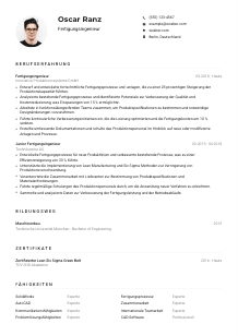 Lebenslauf-Muster für Fertigungsingenieur*in