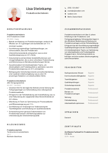 Lebenslauf-Vorlage für Produktionstechniker*in #2