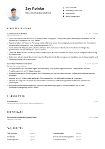 Lebenslauf-Muster für Maschinenbaukonstrukteur*in