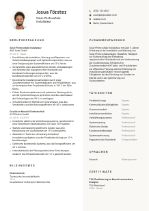 Lebenslauf-Vorlage für Solar-Photovoltaik-Installateur*in #2
