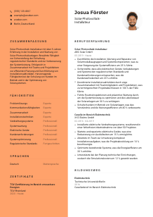 Lebenslauf-Vorlage für Solar-Photovoltaik-Installateur*in #3