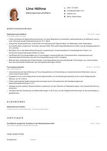 Lebenslauf-Muster für Materialwissenschaftler*in