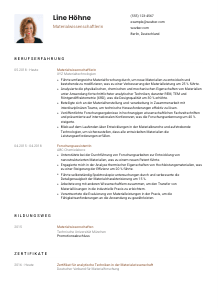 Lebenslauf-Vorlage für Materialwissenschaftler*in #1