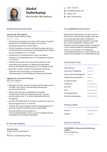 Lebenslauf-Vorlage für Maschinelle*r F&E-Ingenieur*in #2