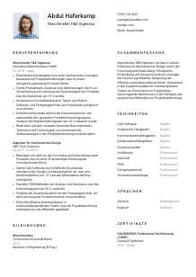 Lebenslauf-Vorlage für Maschinelle*r F&E-Ingenieur*in #1